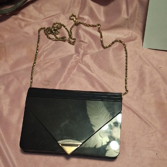 LISETTE Black Clutch with Gold Accent - Picture 1 of 4